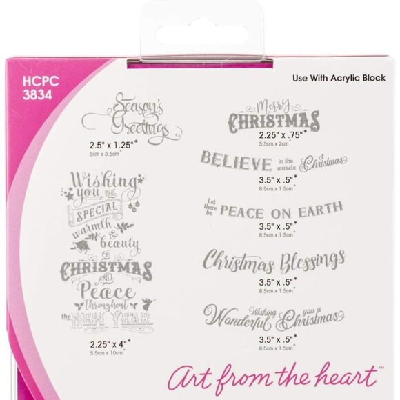 Heartfelt Creations Noel Sentiments Cling Stamp Set 7 Pc - HCPC-3834 - Picture 2 of 2